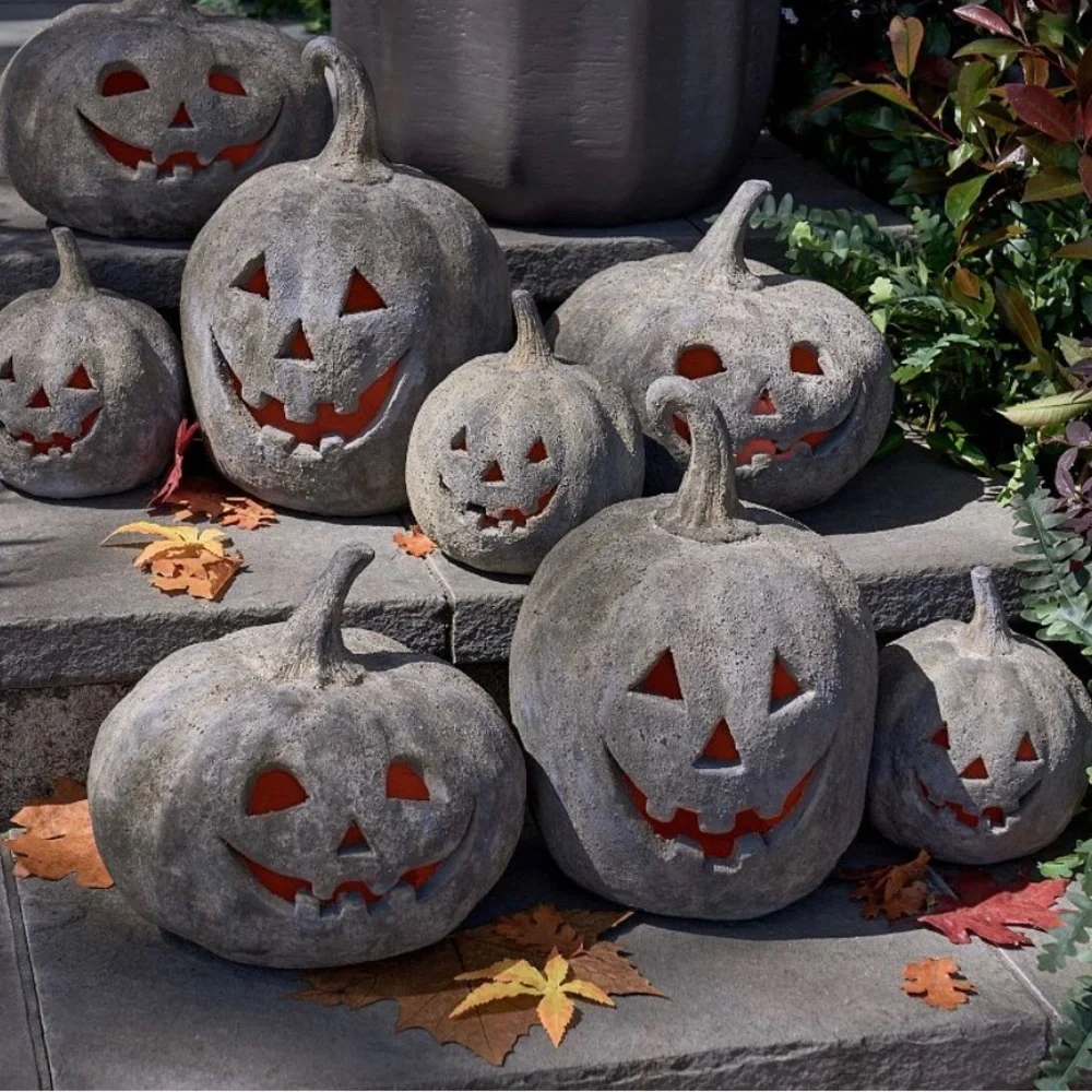 Set of 3 Target Bullseye Halloween 2022 Ceramic LED Light Up Pumpkins